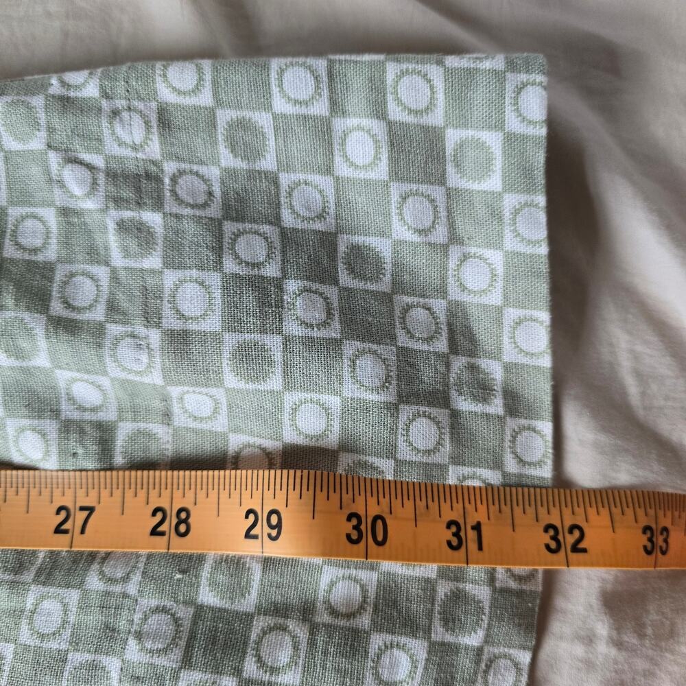 At Dawn Oahu Puff Sleeve Tunic Dress Size S Sage Green Linen Blend Geometric - Picture 9 of 9
